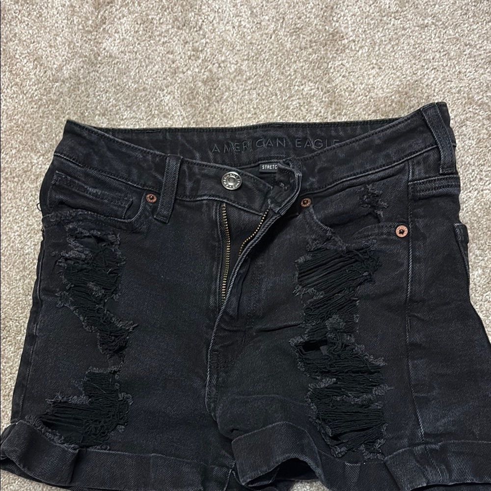 American Eagle Outfitters Black Distressed Jean Shorts